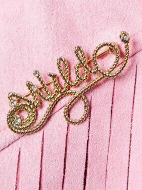 Heidi Daus Gold 'Birthday' Script Brooch with Crystal Accents